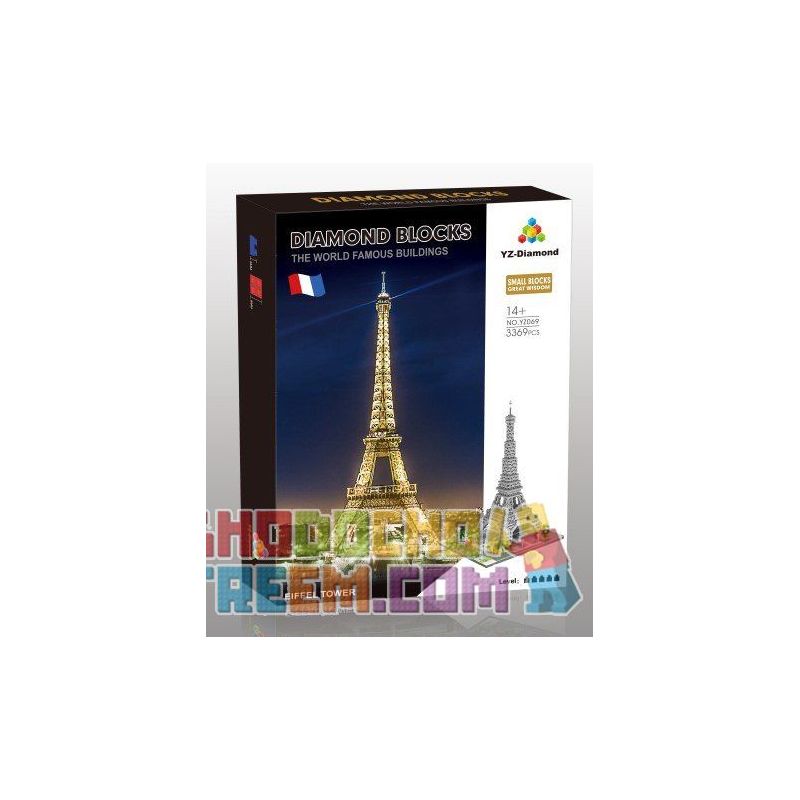 LEZI LZ8002 8002 YZ DIAMOND 069 Xếp hình kiểu  ARCHITECTURE Eiffel Tower Tháp Eiffel 3369 khối