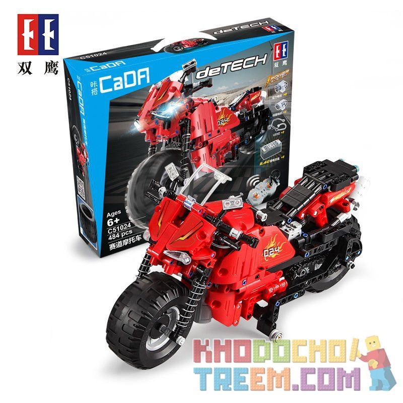 DOUBLEE CADA C51024 51024 non  XE MÔ TÔ ĐUA ĐỎ bộ đồ chơi xếp lắp ráp ghép mô hình  DETECH Kỹ Thuật Công Nghệ Cao Mô Hình Phương Tiện 484 khối