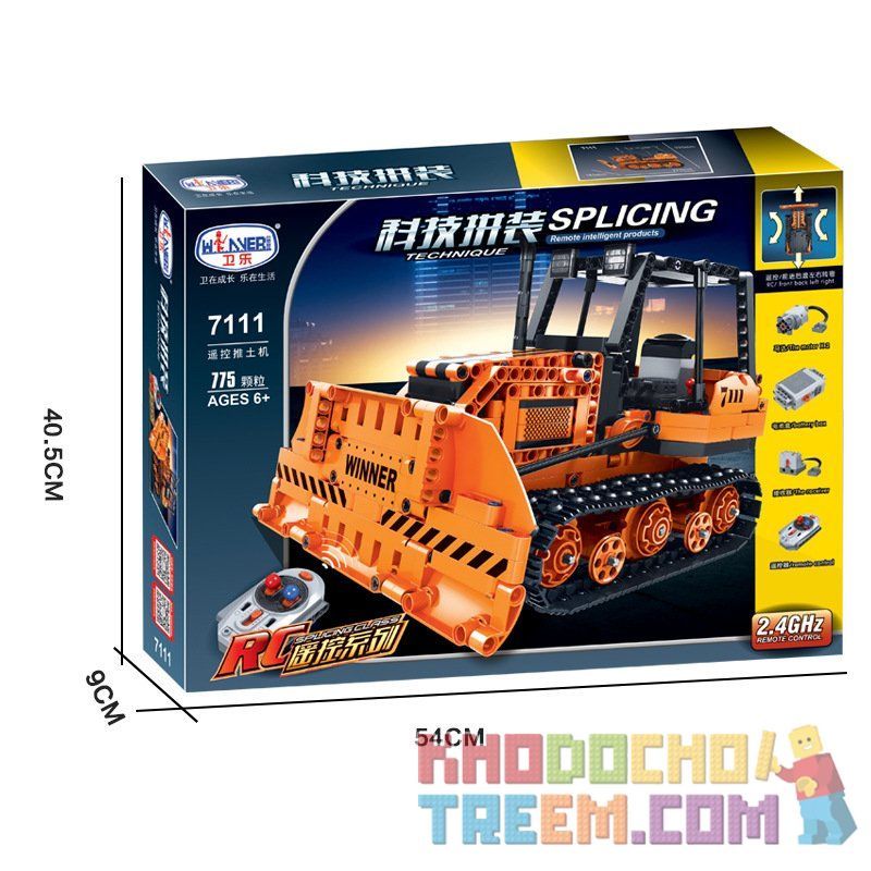 Winner 7111 non  MÁY ỦI BÁNH XÍCH ĐIỀU KHIỂN TỪ XA bộ đồ chơi xếp lắp ráp ghép mô hình  SPLICING RC ENGINEERING BULLDOZER Kỹ Thuật Công Nghệ Cao Mô Hình Phương Tiện 775 khối