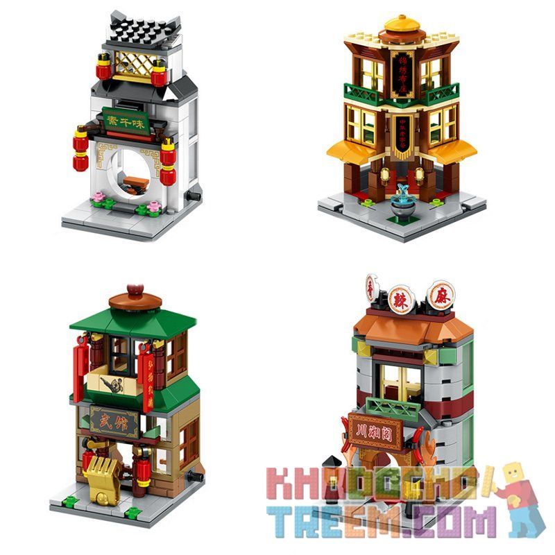 SEMBO WEKKI VIGGI SD6096 6096 SD6097 6097 SD6098 6098 SD6099 6099 non Lego CỬA HÀNG CHAY VẢI KHU PHỐ TÀU WUSHU. NHÀ CHUANXIANG bộ đồ chơi xếp lắp ráp ghép mô hình Modular Buildings SEMBO BLOCK Mô Hình Nhà Cửa 142 khối