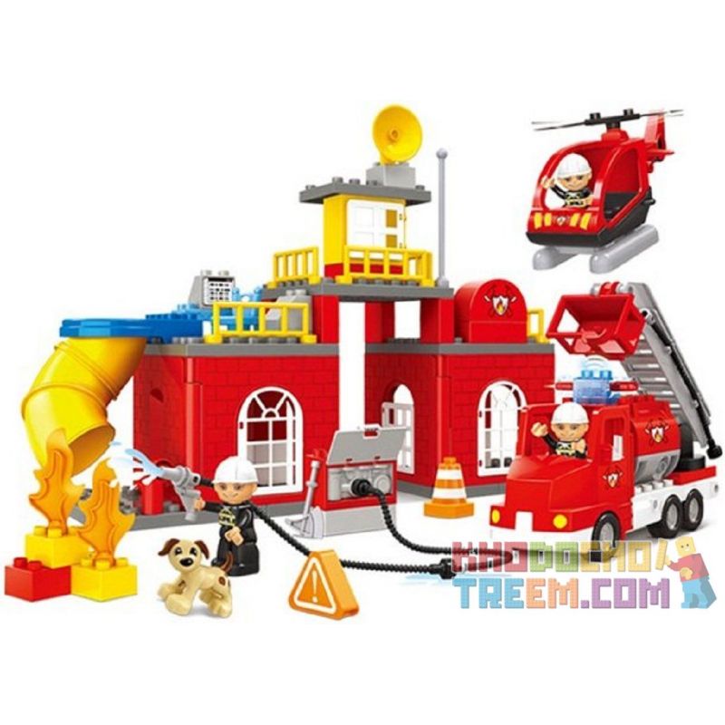 JUN DA LONG TOYS JDLT 5156A Xếp hình kiểu Lego Duplo DUPLO Fire-Fighter Pioneers I Đội Cứu Hỏa Tiên Phong I 85 khối