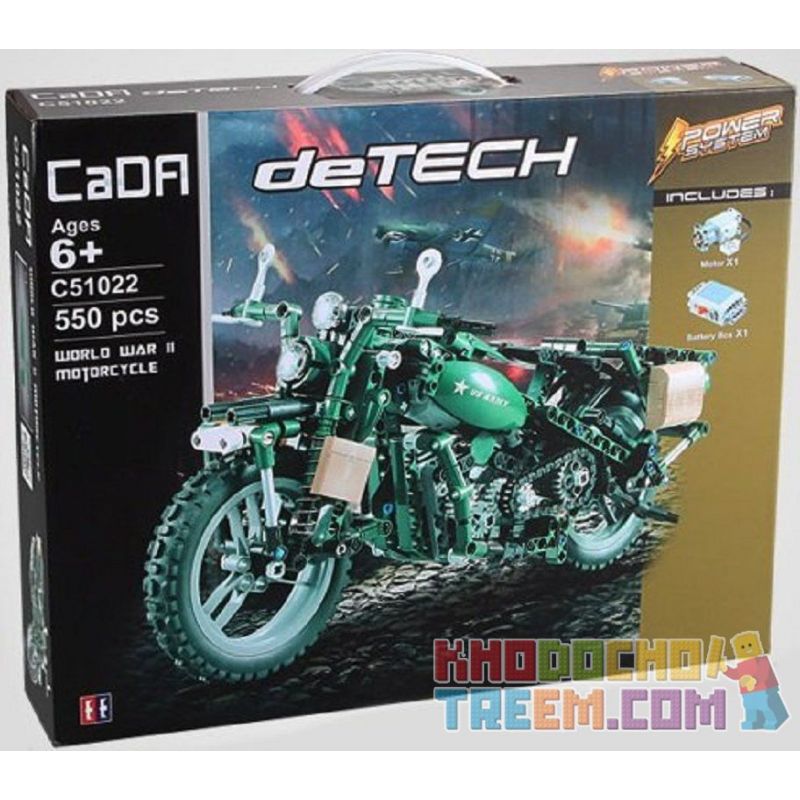 DOUBLEE CADA C51022 51022 non  XE MÁY QUÂN SỰ HARLEY bộ đồ chơi xếp lắp ráp ghép mô hình  WORLD WAR II MOTORCYCLE Kỹ Thuật Công Nghệ Cao Mô Hình Phương Tiện 550 khối