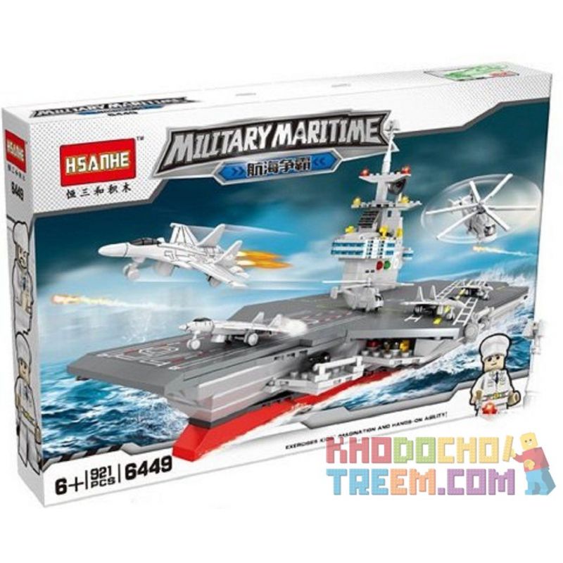 HSANHE 6449 Xếp hình kiểu Lego MILITARY ARMY Aircraft Carrier Tàu Sân ...