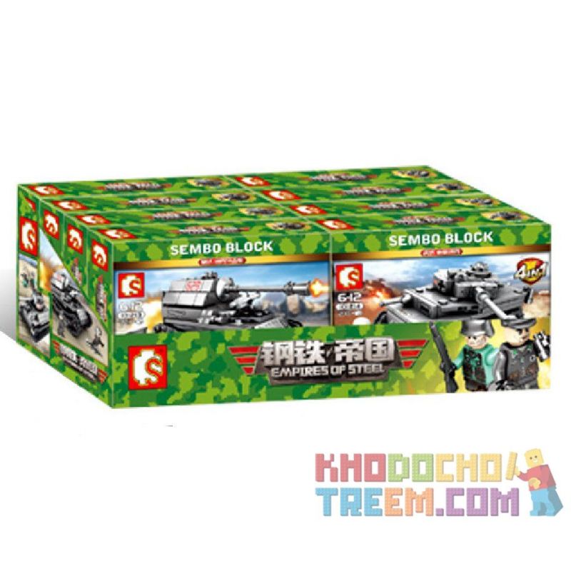 SEMBO 101213 101214 101215 101216 non  4 XE TĂNG KẾT HỢP THÀNH 1 LỚN bộ đồ chơi xếp lắp ráp ghép mô hình Empires Of Steel Đế Chế Thép 957 khối