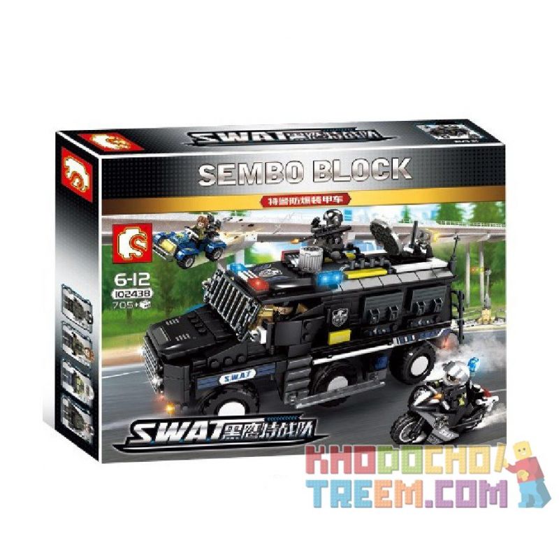 SEMBO 102438 Xếp hình kiểu Lego SWAT SPECIAL FORCE Black Eagle Special Police Explosion-proof Armored Vehicle Đội Cảnh Sát Đặc N