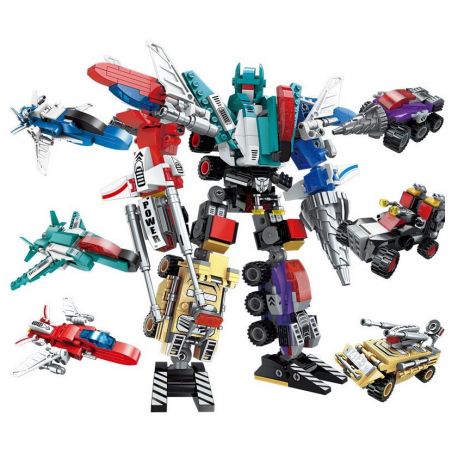 Enlighten 1412 Qman 1412 non  NGƯỜI MÁY BIẾN HÌNH 6 TRONG 1 bộ đồ chơi xếp lắp ráp ghép mô hình Transformers CREATIVE MASTER Robot Đại Chiến Người Máy Biến Hình 498 khối