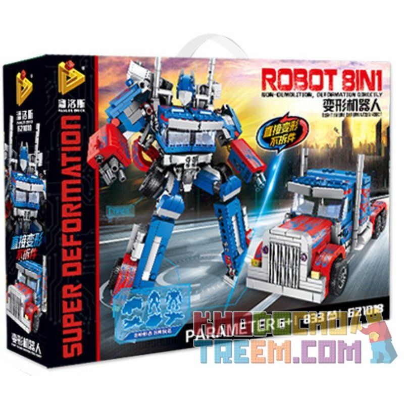 PanlosBrick 621018 Panlos Brick 621018 non  ROBOT BIẾN HÌNH 8 TRONG 1 bộ đồ chơi xếp lắp ráp ghép mô hình Transformers ROBOT 8IN1 Robot Đại Chiến Người Máy Biến Hình 833 khối