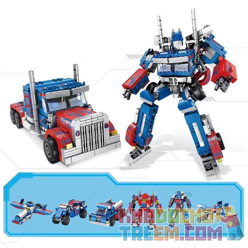 PanlosBrick - Panlos Brick 621018 Xếp hình kiểu Lego TRANSFORMERS Robot 8in1 Transforming Robot Autobot Optimus Prime Robot Biến Hình 8 Trong 1 lắp được 8 mẫu 833 khối