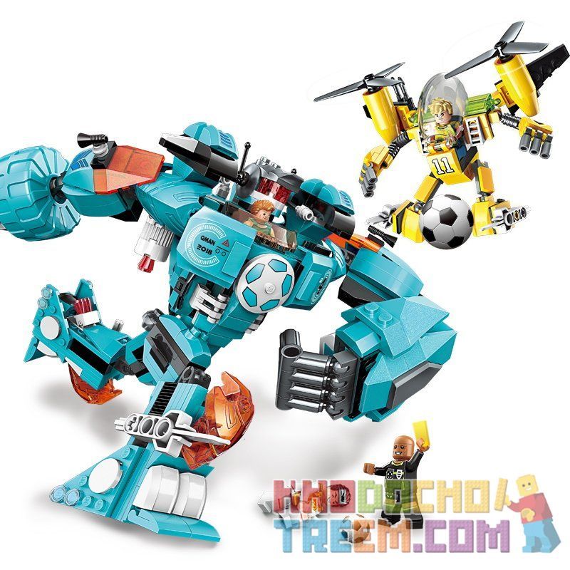 Enlighten 3006 Qman 3006 non Lego CUỘC ĐẠI CHIẾN TRÊN SÂN CỎ bộ đồ chơi xếp lắp ráp ghép mô hình Transformers SUPER SOCCER Robot Đại Chiến Người Máy Biến Hình 525 khối