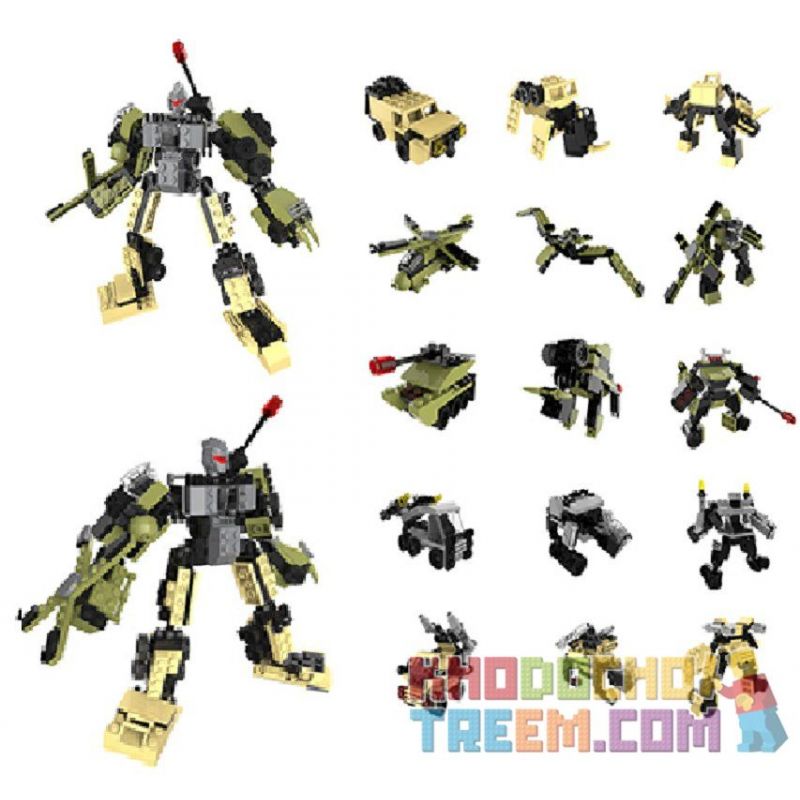 QIZHILE 5005 Xếp hình kiểu Lego TRANSFORMERS Những Phương Tiện Quân Sự Kết Hợp Thành Robot Cần Dịch 502 khối