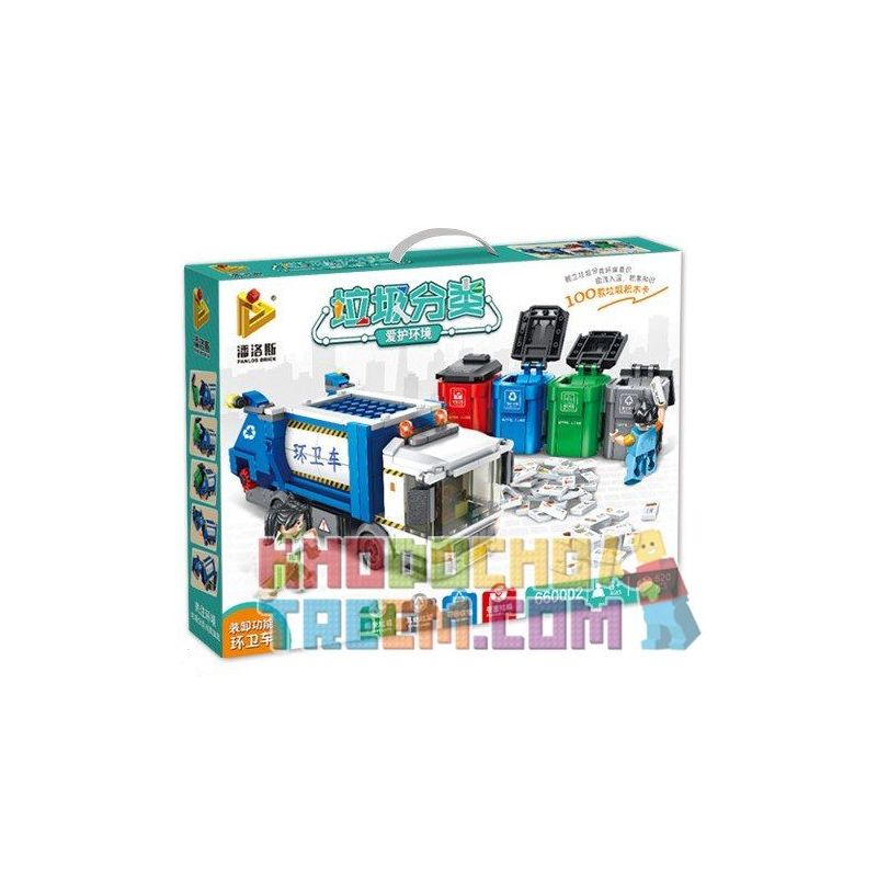 PanlosBrick 660002 Panlos Brick 660002 non Lego XE TẢI PHÂN LOẠI RÁC BẢO VỆ MÔI TRƯỜNG bộ đồ chơi xếp lắp ráp ghép mô hình City Thành Phố 620 khối