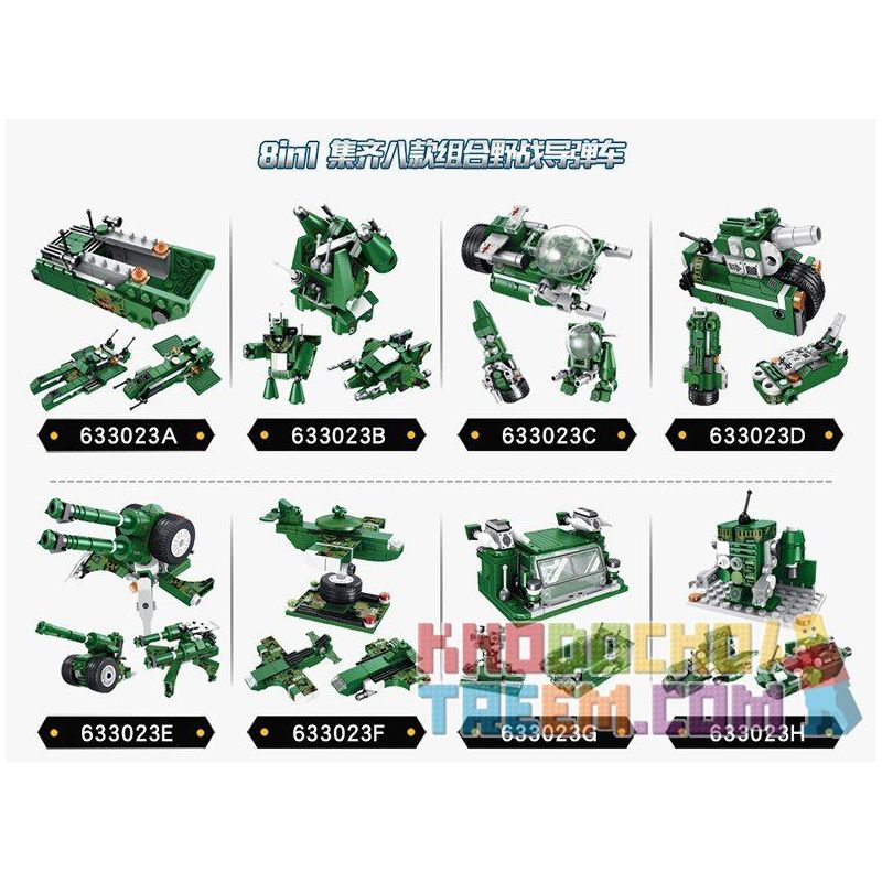 PanlosBrick 633023A 633023B 633023C 633023D 633023E 633023F 633023G 633023H Panlos Brick 633023A 633023B 633023C 633023D 633023E 633023F 633023G 633023H non  HỆ THỐNG TÊN LỬA PHÒNG KHÔNG TRUNG QUỐC HỒNG KÌ 7 bộ đồ chơi xếp lắp ráp ghép mô hình Military Army FIELD MISSILE VEHICLE Quân Sự Bộ Đội 681 khối