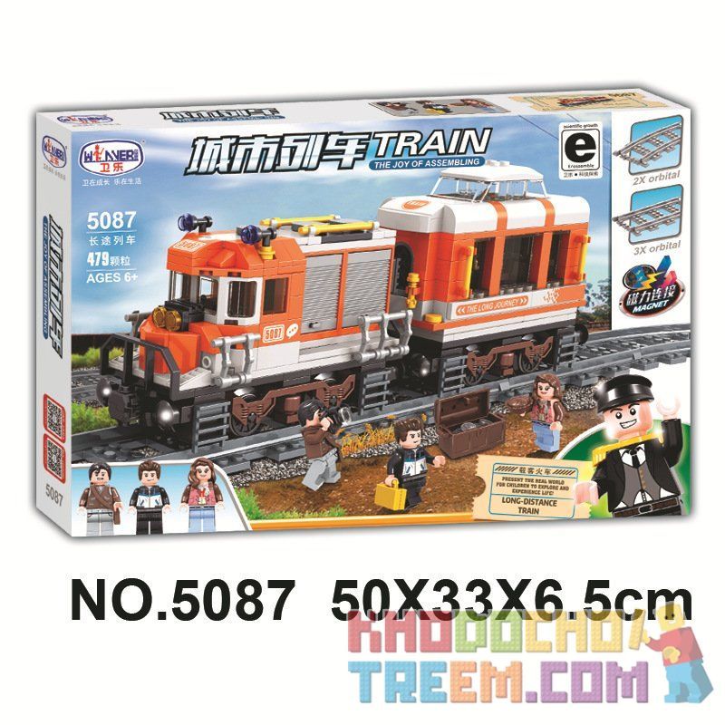 Winner 5087 non  TÀU HỎA ĐƯỜNG DÀI bộ đồ chơi xếp lắp ráp ghép mô hình Trains 473 khối