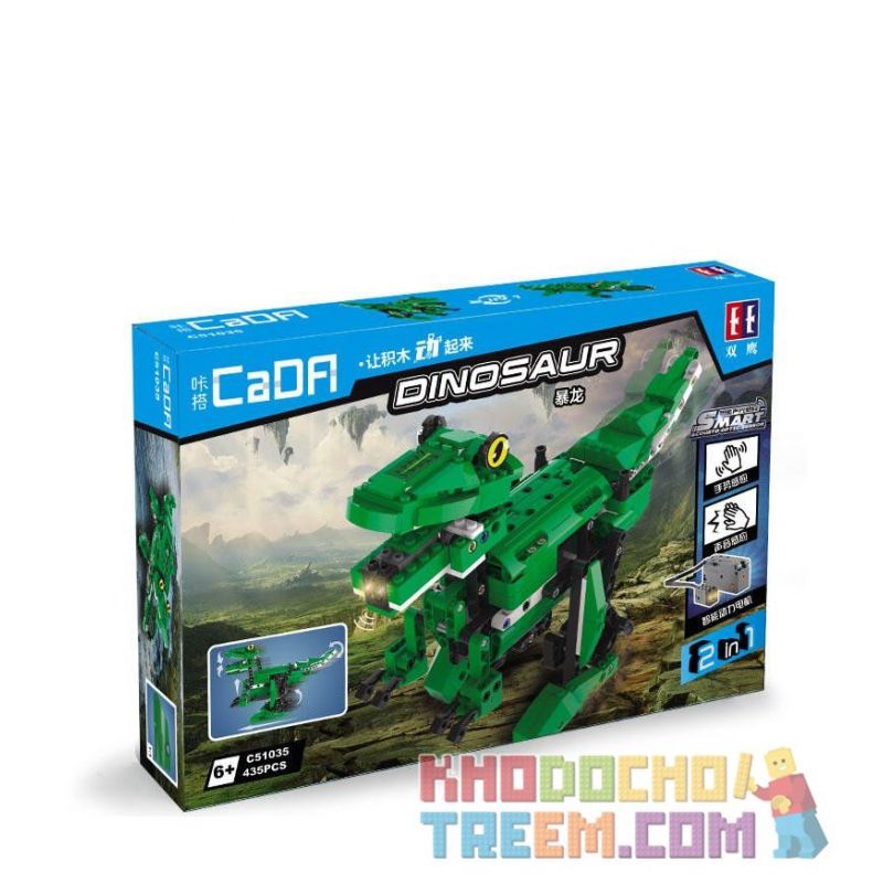 DOUBLEE CADA C51035 51035 non  KHỦNG LONG/CÁ SẤU DI CHUYỂN THEO TIẾNG VỖ TAY bộ đồ chơi xếp lắp ráp ghép mô hình Creator DINOSAUR Sáng Tạo 435 khối
