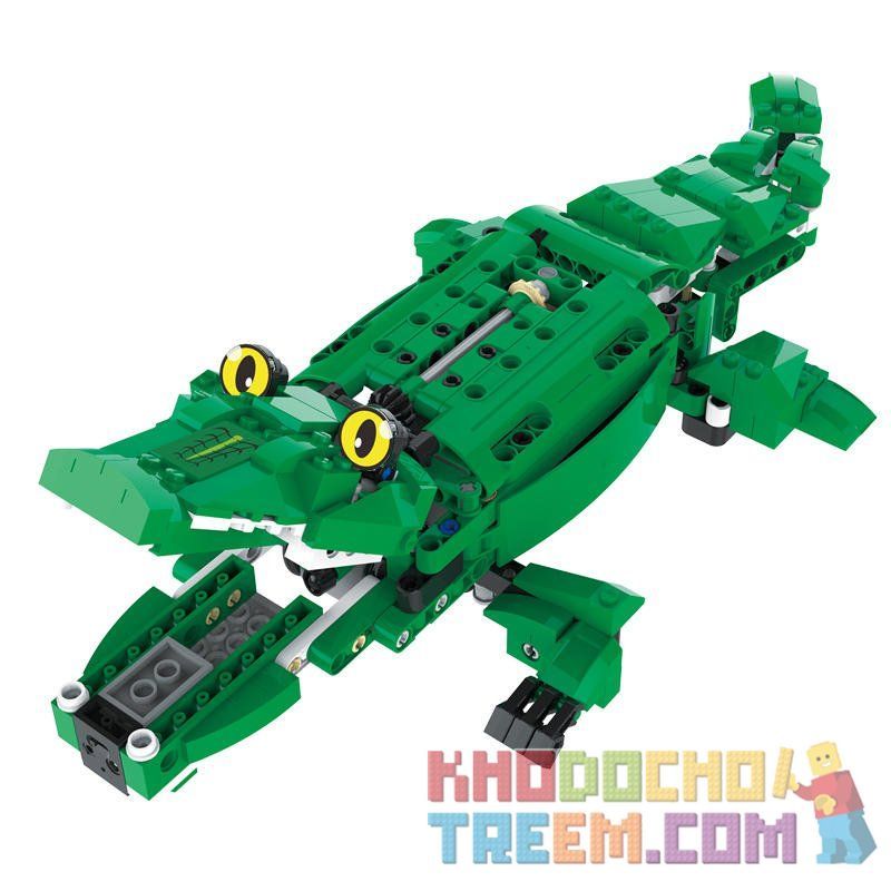 DOUBLEE CADA C51035 51035 non  KHỦNG LONG/CÁ SẤU DI CHUYỂN THEO TIẾNG VỖ TAY bộ đồ chơi xếp lắp ráp ghép mô hình Creator DINOSAUR Sáng Tạo 435 khối