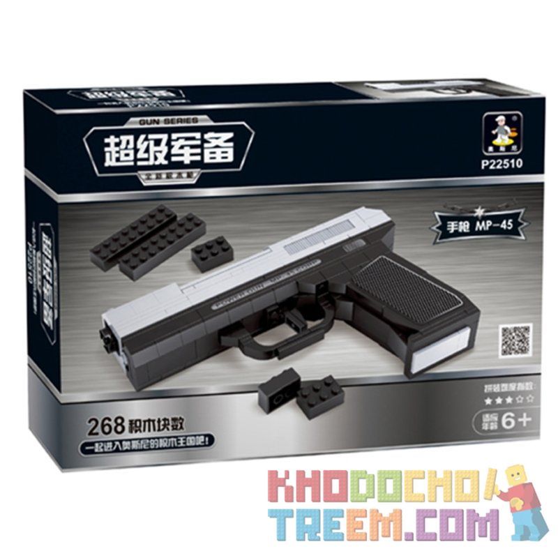AUSINI 22510 Xếp hình kiểu  BLOCK GUN Handgun MP-45 Súng Lục MP-45 268 khối