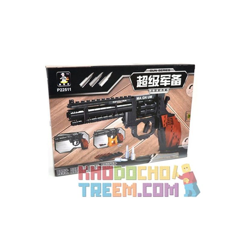 AUSINI 22511 non  SÚNG LỤC CÔN XOAY bộ đồ chơi xếp lắp ráp ghép mô hình Gun TOP GUN DISMOUNTING SERIES MAGNUM REVOLVER 300 khối
