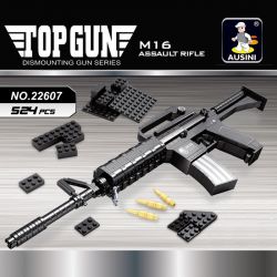 AUSINI 22607 non  SÚNG TRƯỜNG M16 bộ đồ chơi xếp lắp ráp ghép mô hình Gun TOP GUN DISMOUNTING SERIES M16 ASSAULT RIFLE 524 khối
