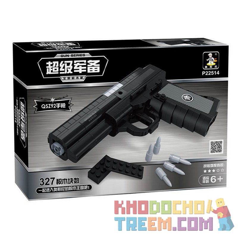AUSINI 22514 non  SÚNG LỤC QSZ92 bộ đồ chơi xếp lắp ráp ghép mô hình Gun 327 khối