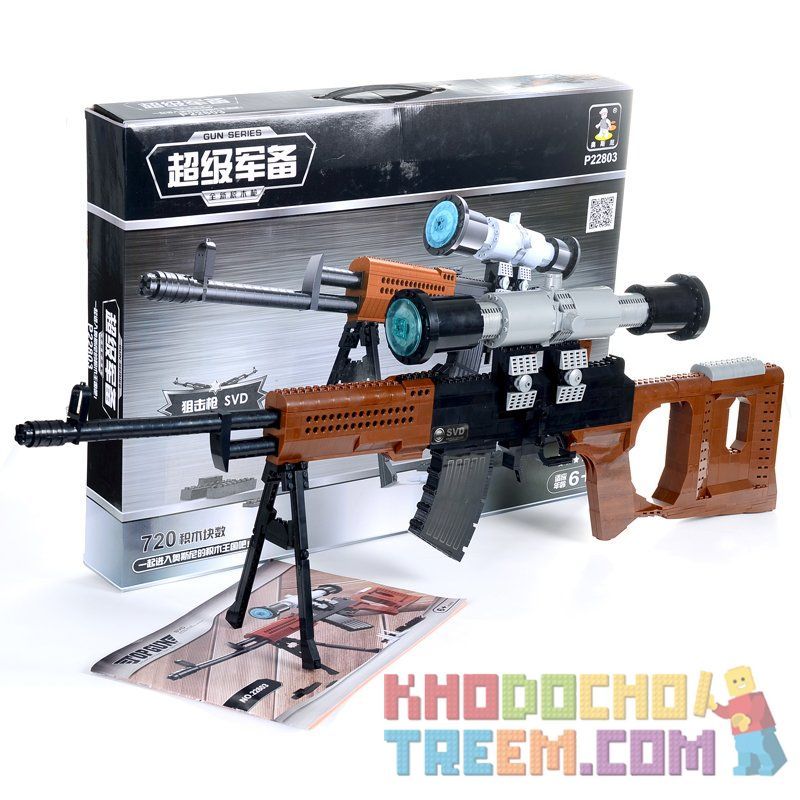 AUSINI 22803 Xếp hình kiểu  BLOCK GUN Sniper Rifle SVD Súng Ngắm Bắn Tỉa SVD 712 khối