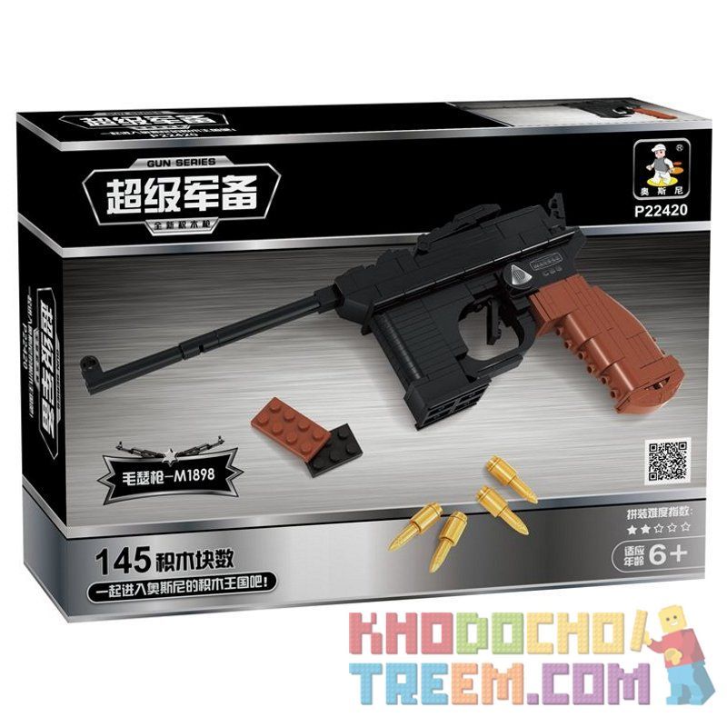 AUSINI P22420 22420 LOZ 1956 non  MAUSER-M1898 SIÊU VŨ KHÍ SÚNG LỤC bộ đồ chơi xếp lắp ráp ghép mô hình Gun SQUIRREL 1831 khối