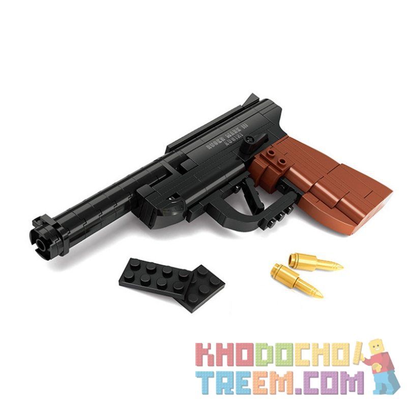 AUSINI 22419 non Lego SÚNG NGẮN BÁN TỰ ĐỘNG bộ đồ chơi xếp lắp ráp ghép mô hình Gun RUGER MARK III PISTOL 118 khối