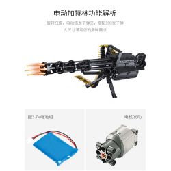 QIZHILE 86001 non  SIÊU SÚNG MÁY ĐỘNG CƠ PIN SẠC bộ đồ chơi xếp lắp ráp ghép mô hình  GATING GUN Kỹ Thuật Công Nghệ Cao Mô Hình Phương Tiện 1422 khối