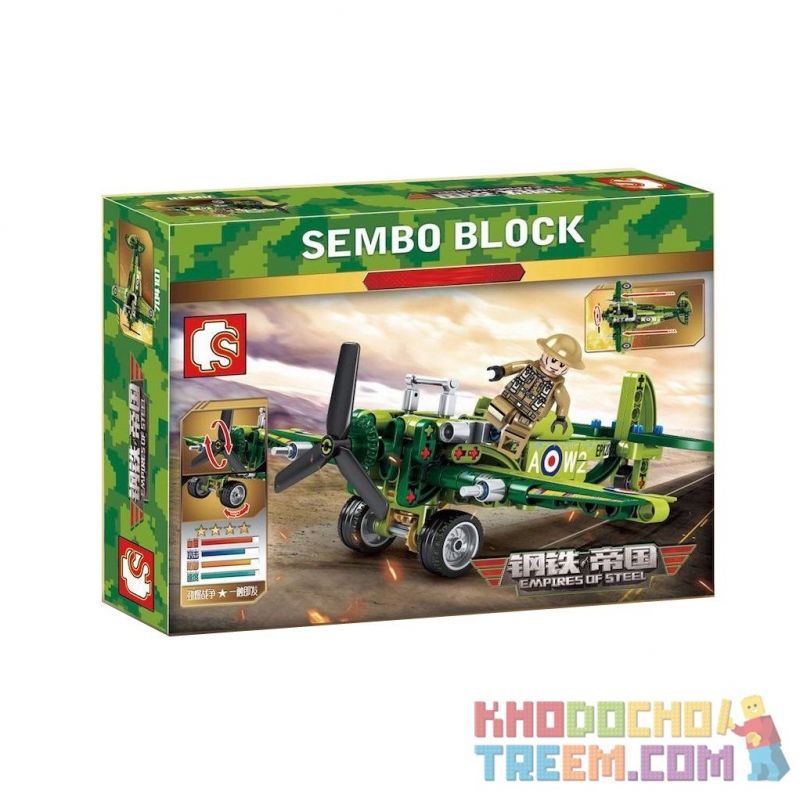 SEMBO 704101 non  MÁY BAY TIÊM KÍCH bộ đồ chơi xếp lắp ráp ghép mô hình Empires Of Steel EMPIRES OF STEEL SPITFIRE FIGHTER Đế Chế Thép 206 khối