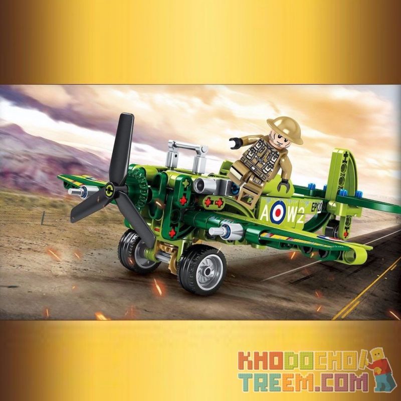 SEMBO 704101 non  MÁY BAY TIÊM KÍCH bộ đồ chơi xếp lắp ráp ghép mô hình Empires Of Steel EMPIRES OF STEEL SPITFIRE FIGHTER Đế Chế Thép 206 khối