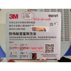 Khẩu trang 3M 9501VT KN95 lọc hơn 95% bụi siêu mịn PM2.5 có van thở, đeo tai, chun tổng hợp, chính hãng tốt hơn 3M 9001V chỉ lọc