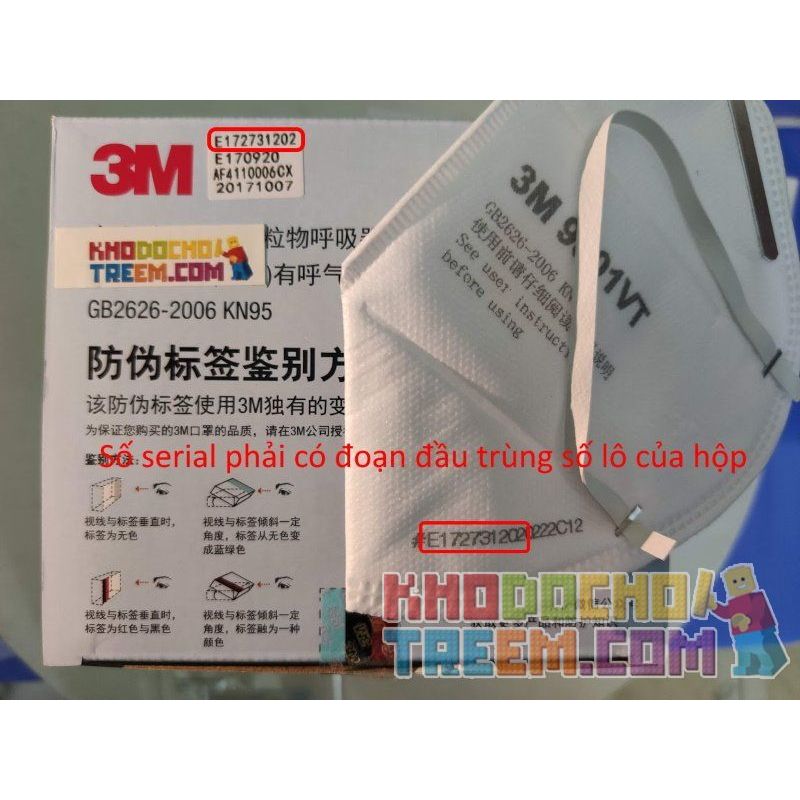 Khẩu trang 3M 9501VT KN95 lọc hơn 95% bụi siêu mịn PM2.5 có van thở, đeo tai, chun tổng hợp, chính hãng tốt hơn 3M 9001V chỉ lọc