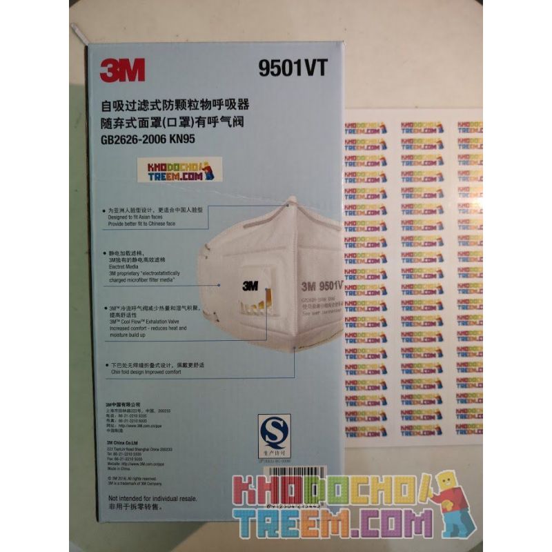 Khẩu trang 3M 9501VT KN95 lọc hơn 95% bụi siêu mịn PM2.5 có van thở, đeo tai, chun tổng hợp, chính hãng tốt hơn 3M 9001V chỉ lọc