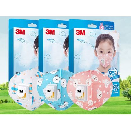 Khẩu trang trẻ em 3M 9561V KN95 lọc hơn 95% bụi siêu mịn PM2.5 có van thở, đệm mũi
