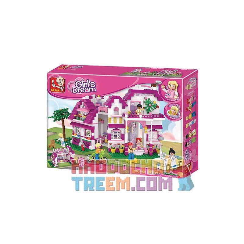 SLUBAN M38-B0536 B0536 0536 M38B0536 38-B0536 non  BIỆT THỰ MÀU HỒNG bộ đồ chơi xếp lắp ráp ghép mô hình Girl's Dream VILLA Giấc Mơ Con Gái 726 khối