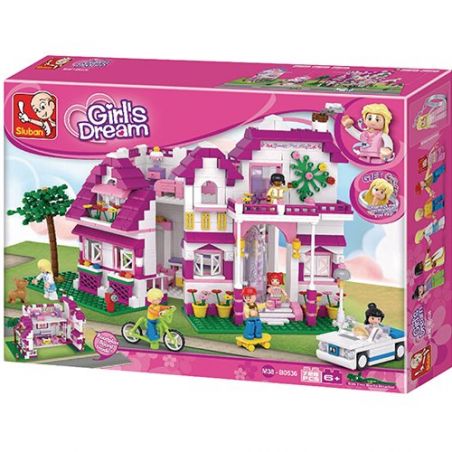 SLUBAN M38-B0536 B0536 0536 M38B0536 38-B0536 non  BIỆT THỰ MÀU HỒNG bộ đồ chơi xếp lắp ráp ghép mô hình Girl's Dream VILLA Giấc Mơ Con Gái 726 khối