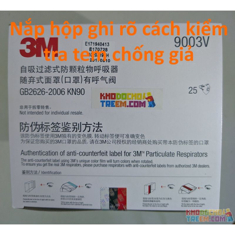 Khẩu trang trẻ em 3M 9003V KN90 lọc hơn 90% bụi siêu mịn PM2.5 có van thở