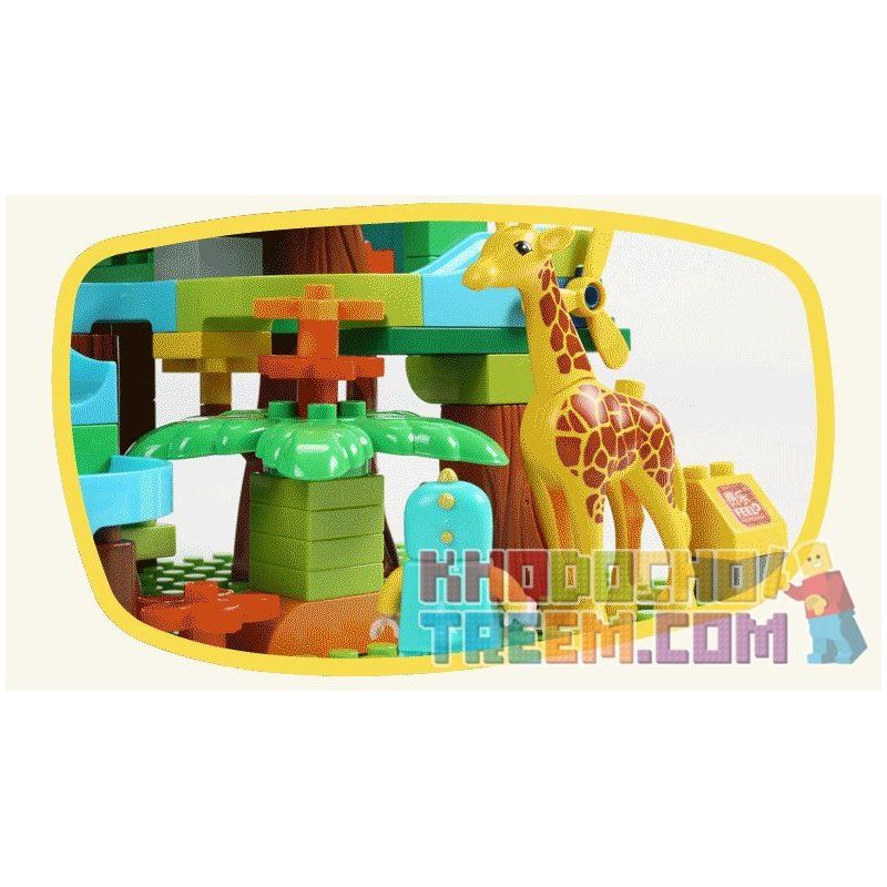FEELO 1608 Xếp hình kiểu    Large Beads Slide On Tree House Ống Trượt Hạt Lớn Trên Nhà Cây 200 khối
