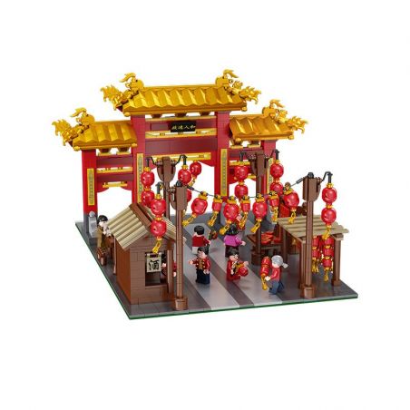 ZHUMO 12033 Xếp hình kiểu  SEASONAL Lunal Year Khung Cảnh Lễ Hội 1735 khối