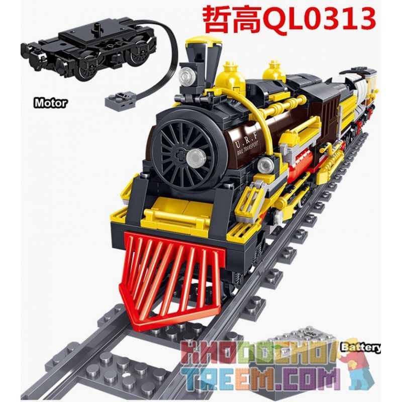 ZHEGAO QL0313 0313 non  TÀU HƠI NƯỚC bộ đồ chơi xếp lắp ráp ghép mô hình Trains Tàu Hỏa 1464 khối