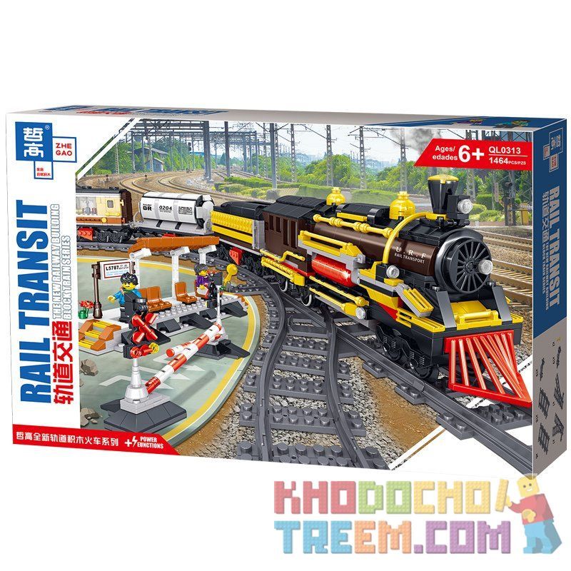 ZHEGAO QL0313 0313 non  TÀU HƠI NƯỚC bộ đồ chơi xếp lắp ráp ghép mô hình Trains Tàu Hỏa 1464 khối