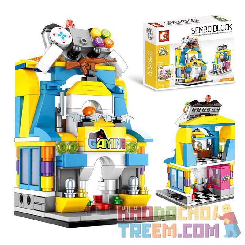 SEMBO 601051 601052 601053 601054 non  CỬA HÀNG CÀ PHÊ ĐỒ CHƠI ĐIỆN TỬ KẸO bộ đồ chơi xếp lắp ráp ghép mô hình Mini Modular SEMBO BLOCK Đường Phố Thu Nhỏ 1199 khối