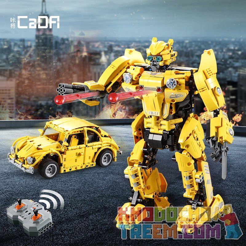 DOUBLEE CADA C51029 51029 non  NGƯỜI MÁY BIẾN HÌNH ĐIỀU KHIỂN TỪ XA bộ đồ chơi xếp lắp ráp ghép mô hình Transformers B127 BEEBOT Robot Đại Chiến Người Máy Biến Hình 1124 khối