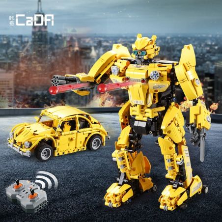DOUBLEE CADA C51029 51029 non  NGƯỜI MÁY BIẾN HÌNH ĐIỀU KHIỂN TỪ XA bộ đồ chơi xếp lắp ráp ghép mô hình Transformers B127 BEEBOT Robot Đại Chiến Người Máy Biến Hình 1124 khối