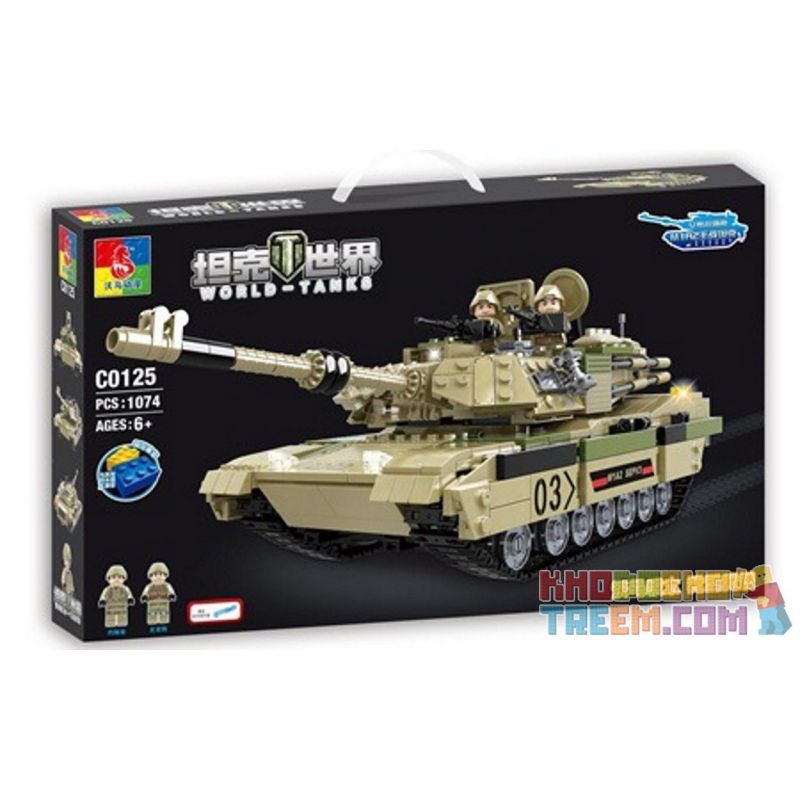 WOMA C0125 0125 non  XE TĂNG CHIẾN ĐẤU CHỦ LỰC ABRAMS M1A2 bộ đồ chơi xếp lắp ráp ghép mô hình Tank Battle WORLD TANKS M1A2 Xe Tăng Đối Đầu 1074 khối