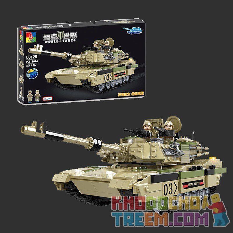 WOMA C0125 0125 non  XE TĂNG CHIẾN ĐẤU CHỦ LỰC ABRAMS M1A2 bộ đồ chơi xếp lắp ráp ghép mô hình Tank Battle WORLD TANKS M1A2 Xe Tăng Đối Đầu 1074 khối