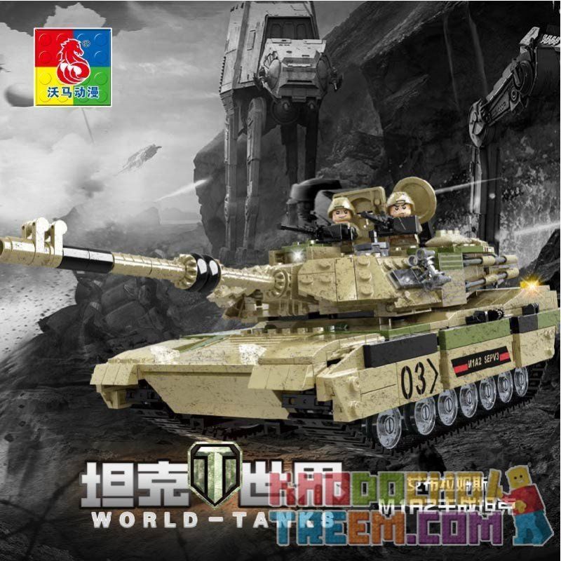 WOMA C0125 0125 non  XE TĂNG CHIẾN ĐẤU CHỦ LỰC ABRAMS M1A2 bộ đồ chơi xếp lắp ráp ghép mô hình Tank Battle WORLD TANKS M1A2 Xe Tăng Đối Đầu 1074 khối