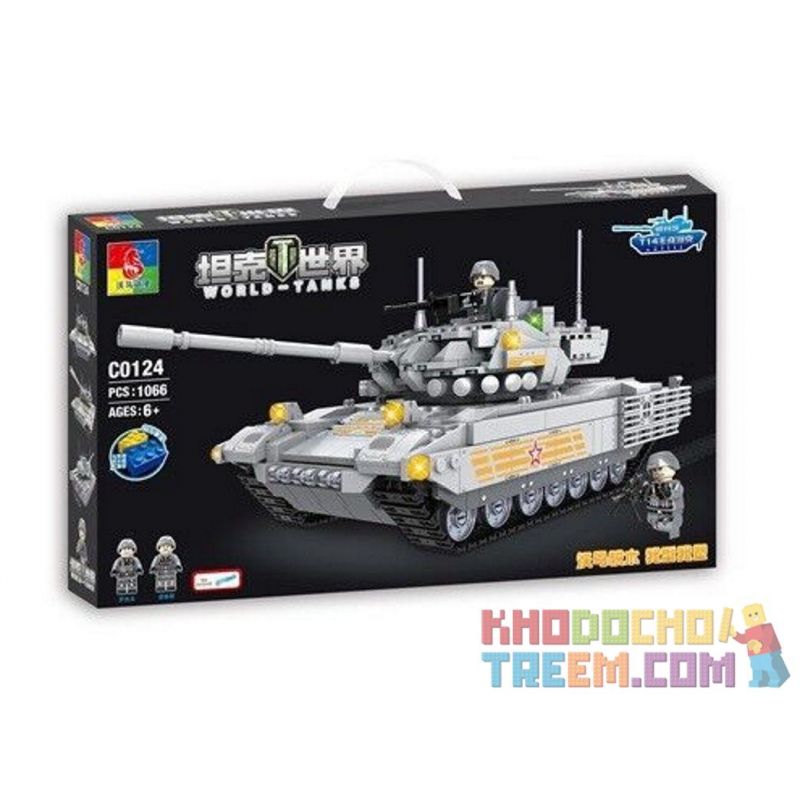 WOMA C0124 0124 non  XE TĂNG CHIẾN ĐẤU CHỦ LỰC ARMATA T14 bộ đồ chơi xếp lắp ráp ghép mô hình Tank Battle WORLD TANKS T-14 ARMATA MAIN BATTLE Xe Tăng Đối Đầu 1066 khối