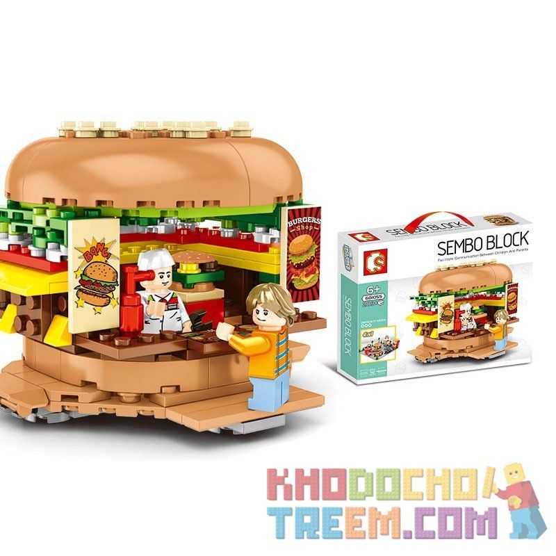SEMBO 601055 601056 601057 601058 non  CỬA HÀNG KHOAI TÂY CHIÊN HAMBURGER COCA KEM. bộ đồ chơi xếp lắp ráp ghép mô hình City SEMBO BLOCK Thành Phố 998 khối
