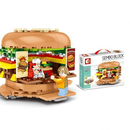 SEMBO 601055 601056 601057 601058 non  CỬA HÀNG KHOAI TÂY CHIÊN HAMBURGER COCA KEM. bộ đồ chơi xếp lắp ráp ghép mô hình City SEMBO BLOCK Thành Phố 998 khối