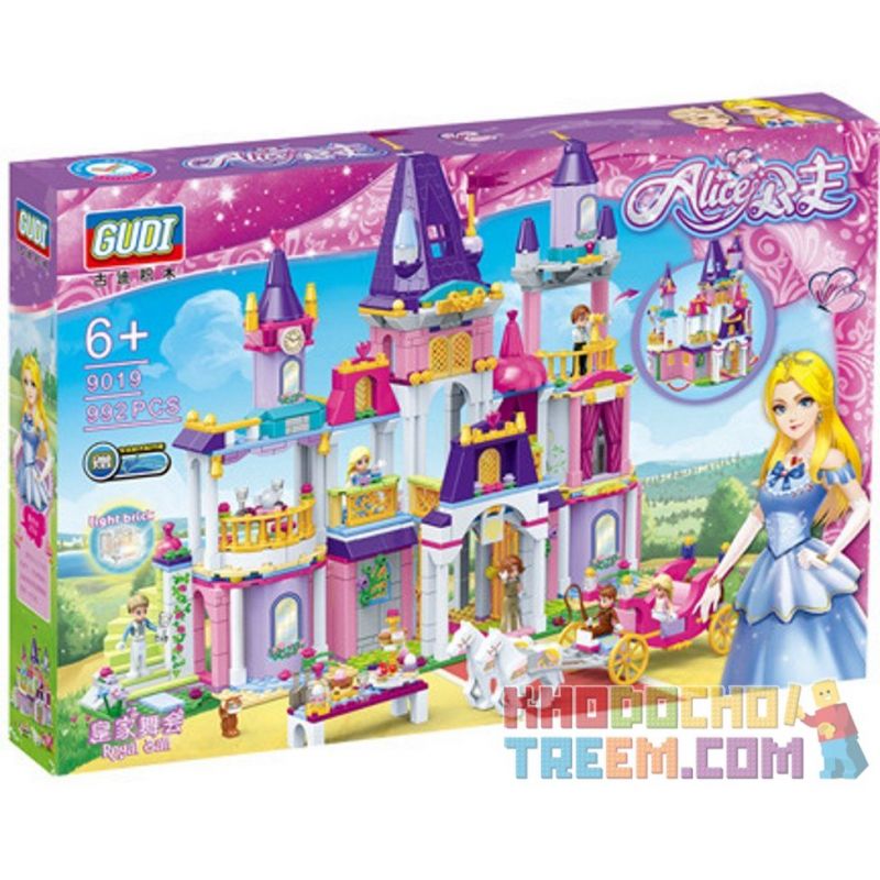 GUDI 9019 non  LÂU ĐÀI CỦA CÔNG CHÚA ALICE bộ đồ chơi xếp lắp ráp ghép mô hình Alice Princess ROYAL BALL 992 khối